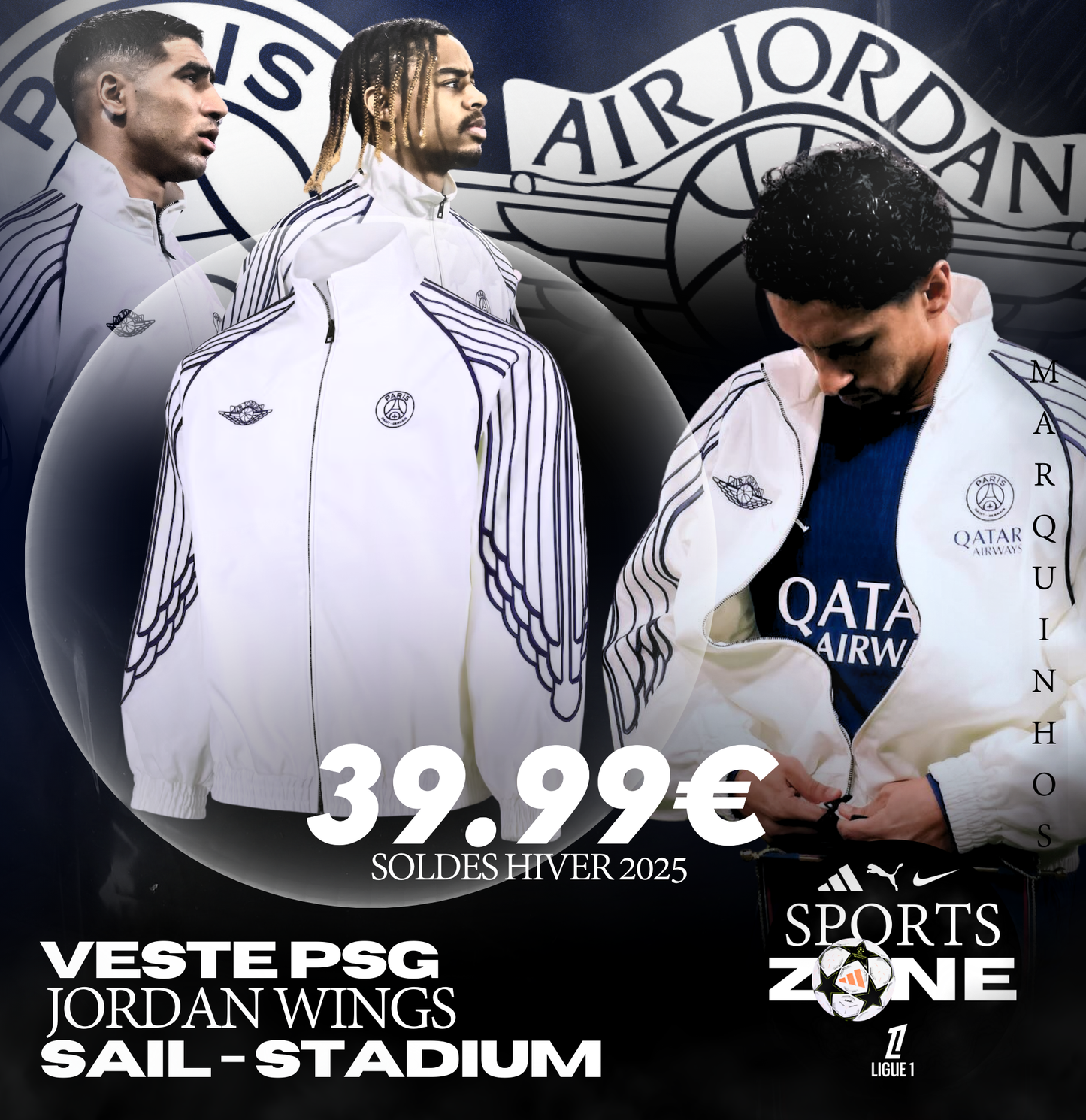 Veste Anthem PSG Jordan Wings Sail - Stadium